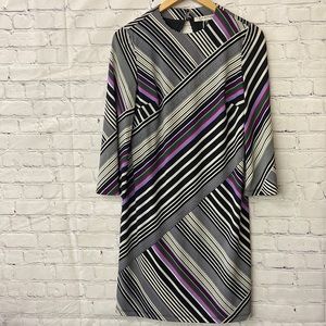 TRINA TURK MULTI COLORED STRIPED SHIFT DRESS KEY HOLE DETAIL ON BACK SMALL